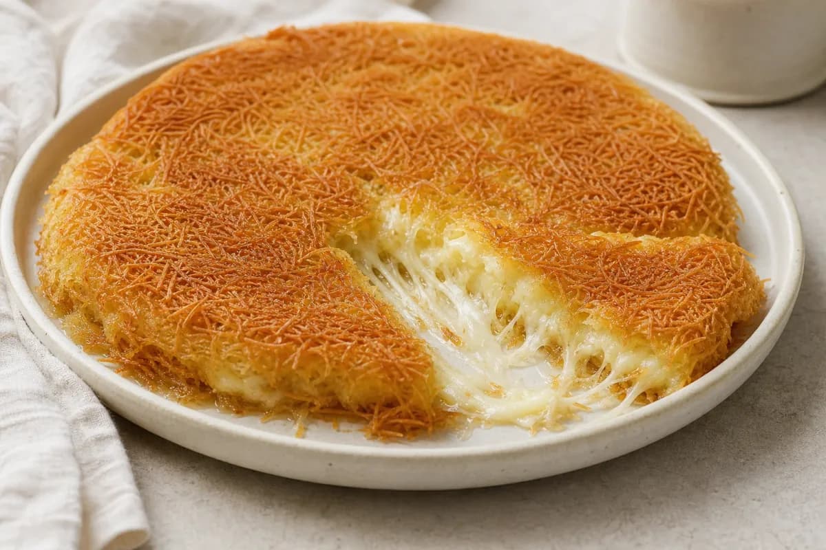 Palestinian Knafeh Nabulsiyeh with Sweet Cheese and Pistachios