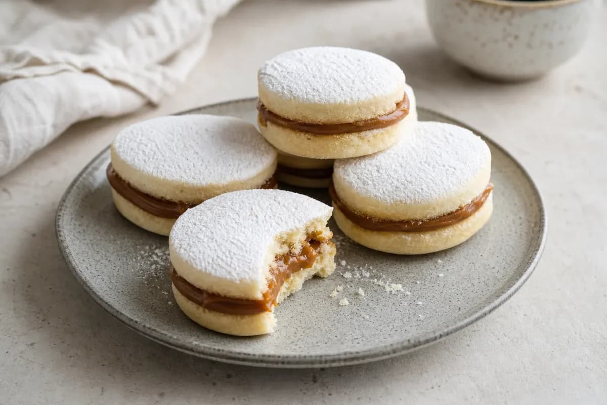 Peruvian Alfajores with Dulce de Leche and Powdered Sugar