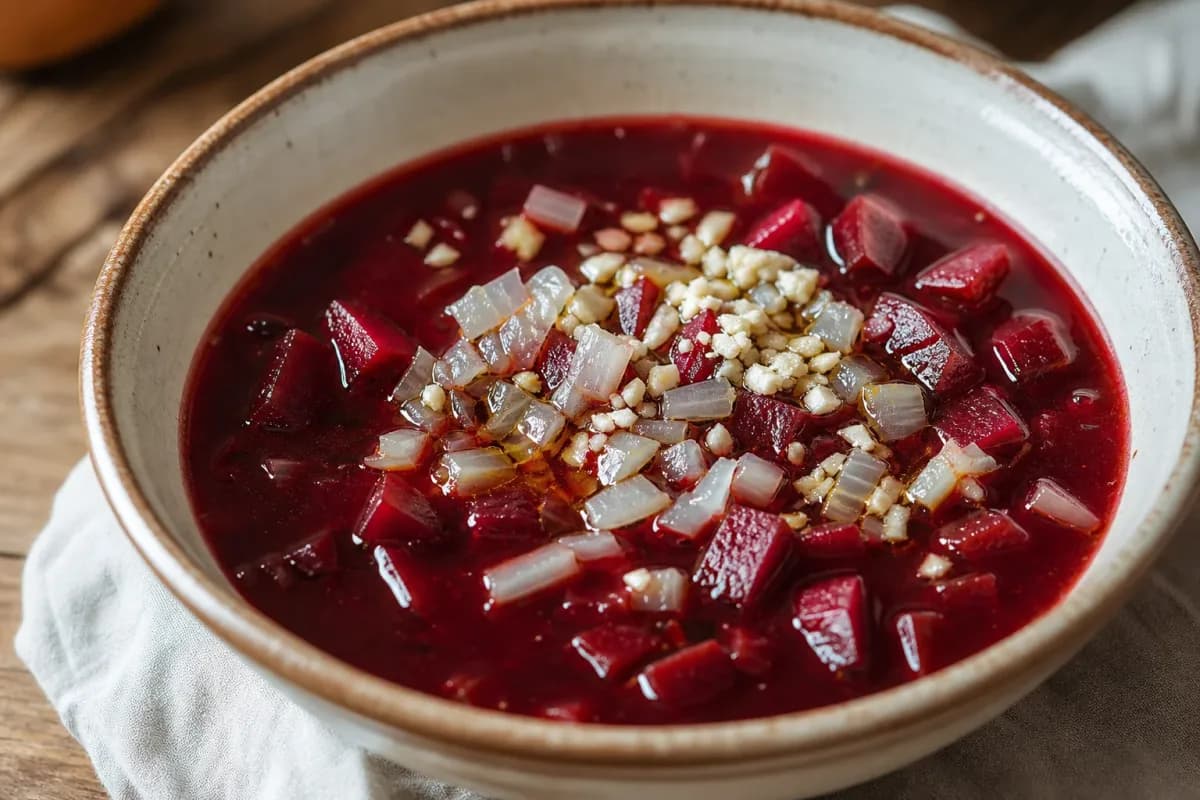 Polish Barszcz Czerwony with Beets and Garlic for a Rich Flavor