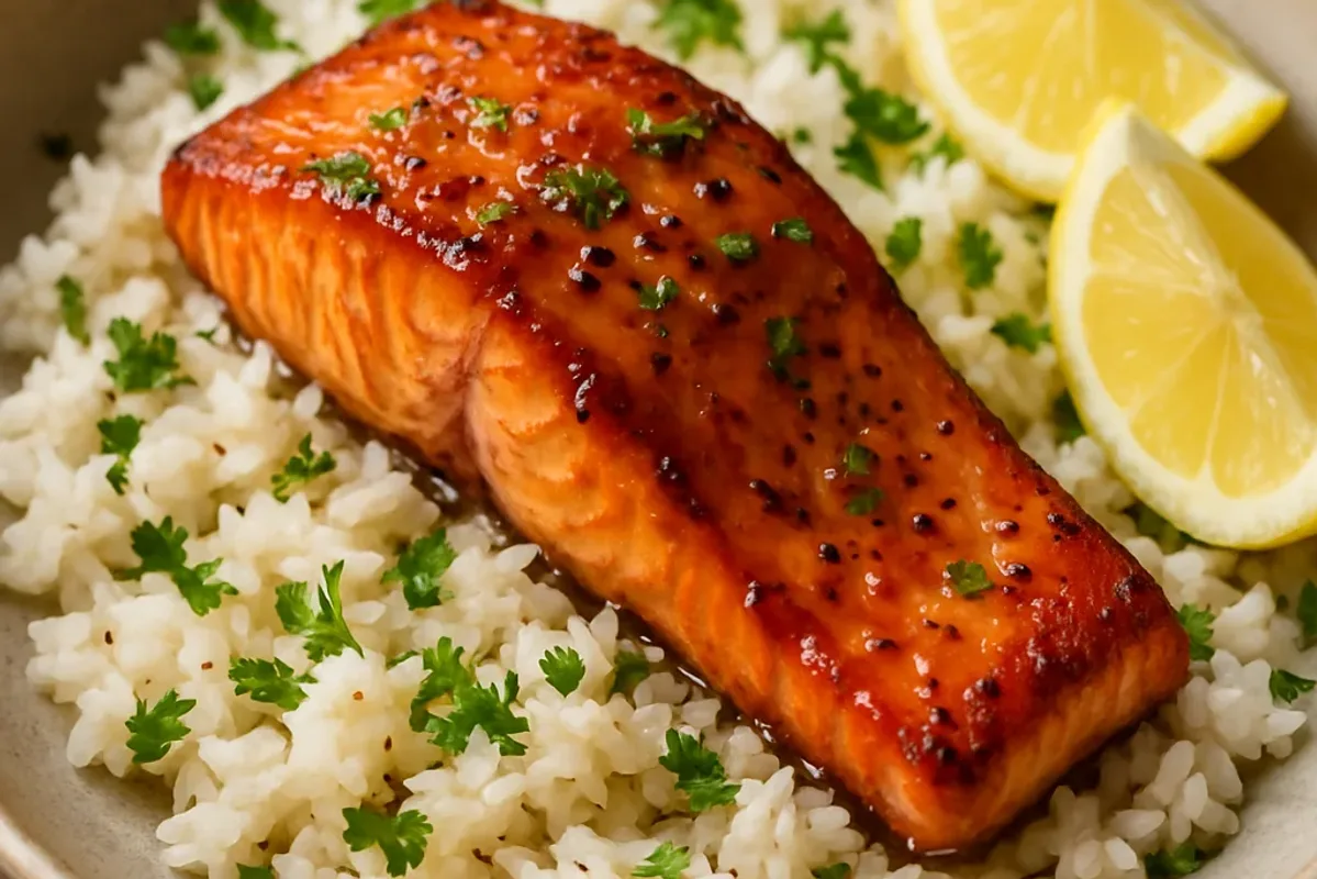 Spicy Hot Honey Salmon Rice Bowl