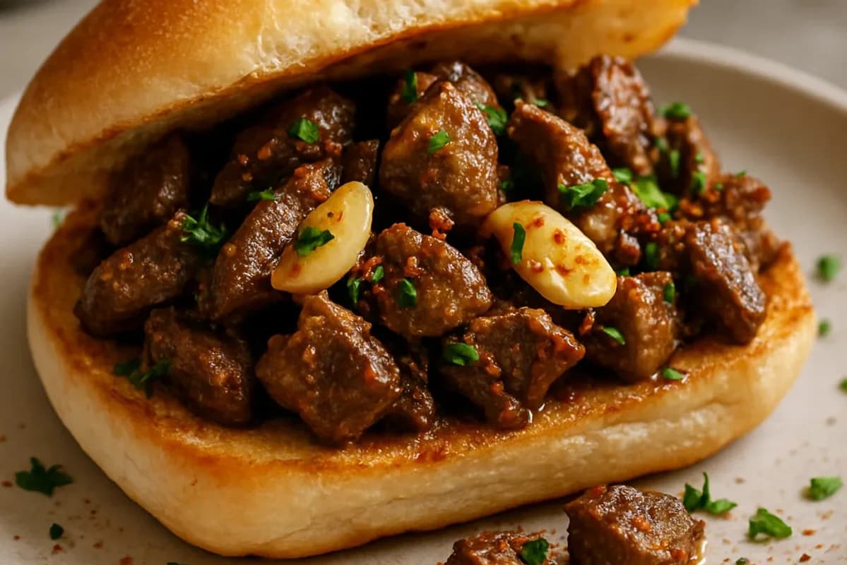 Spicy Liver Sandwich with Garlic and Spices