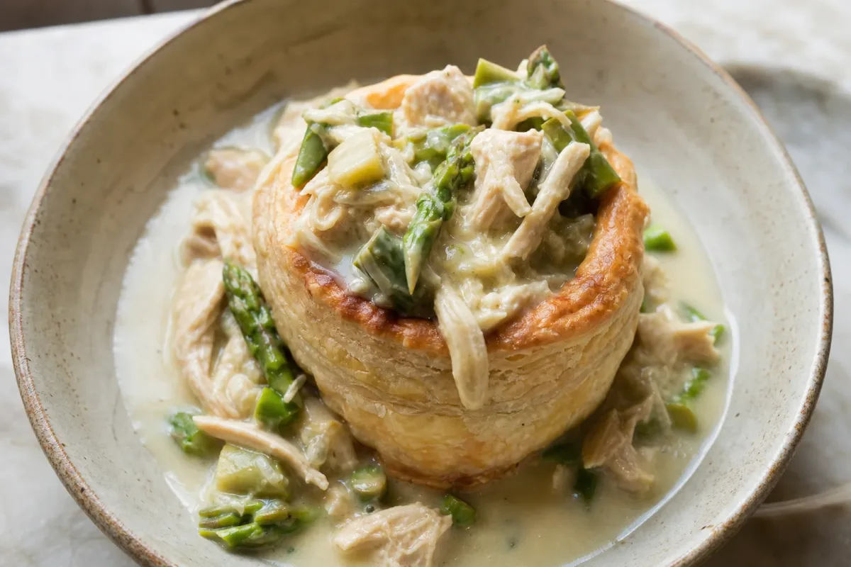 Traditional Danish Tarteletter with Chicken and Asparagus Filling