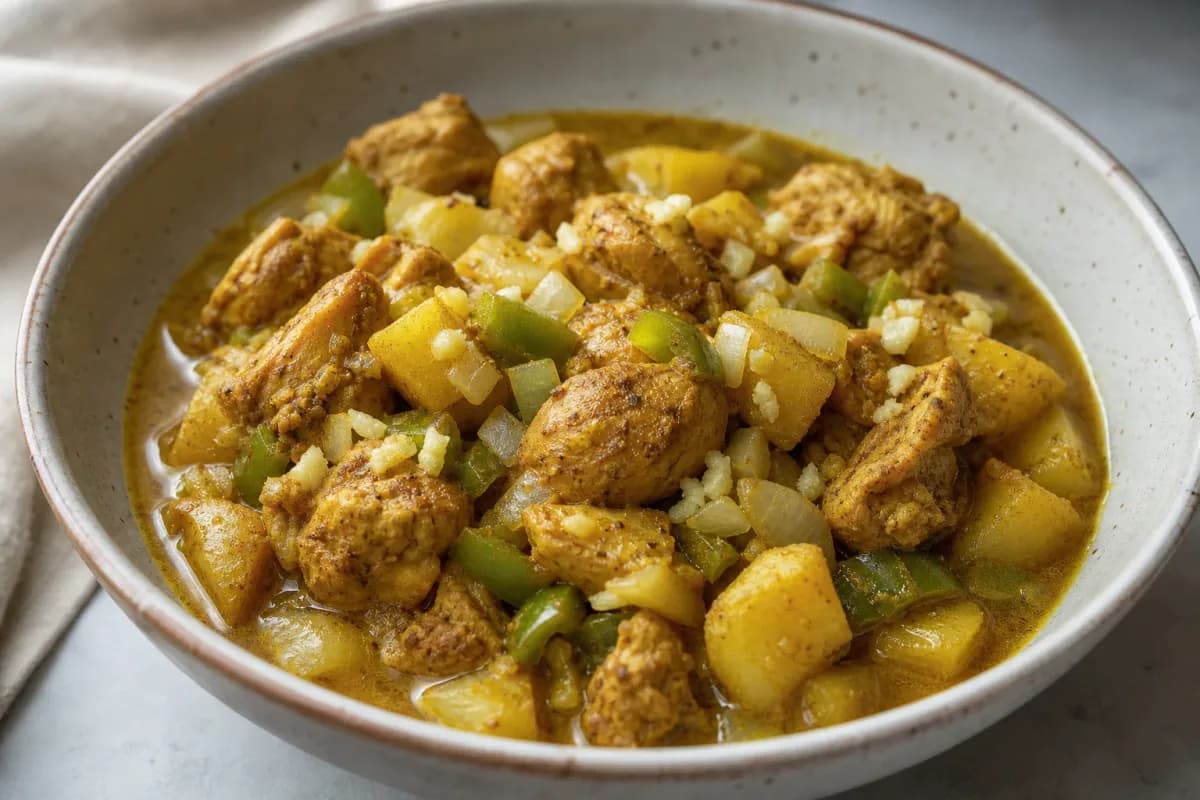 Trinidadian Chicken Roti with Curried Potatoes and Spices