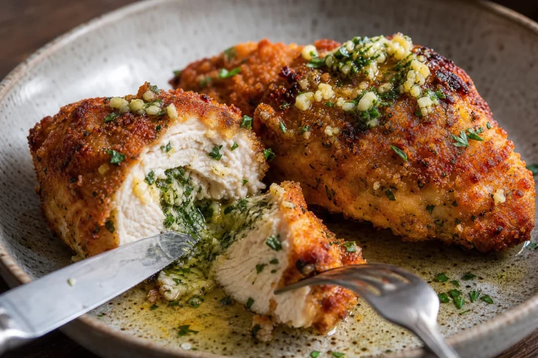 Ukrainian Chicken Kyiv with Garlic Herb Butter and Crispy Coating