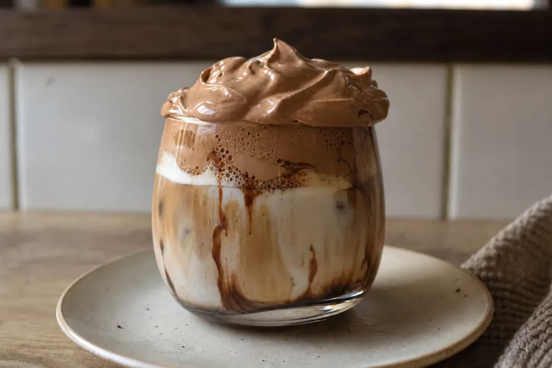 Viral Cracking Chocolate Iced Latte with Fluffy Topping